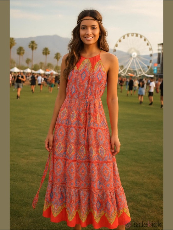 Talbots Dresses & Skirts - Talbots Dress 10 Tiered Flowy Maxi Medallion Peasant Boho Beach Resort Travel